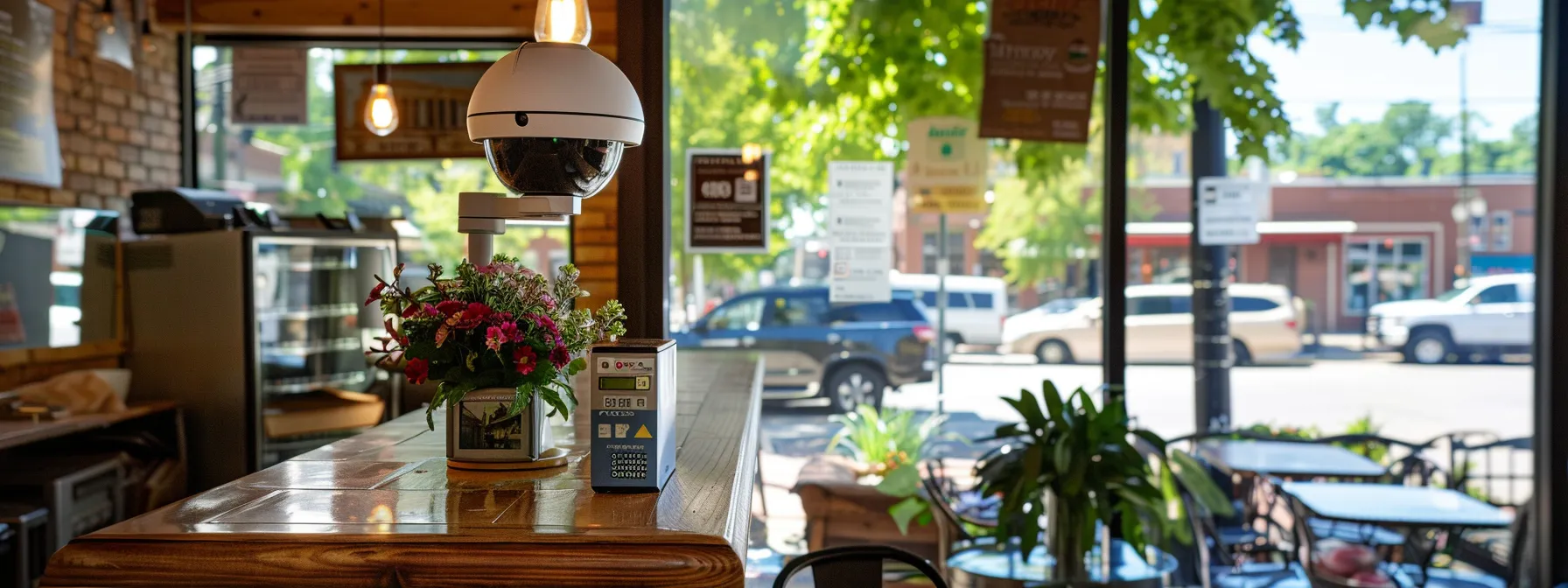 a security camera overlooking a small business in kansas city, monitoring for potential threats and safeguarding valuable assets.