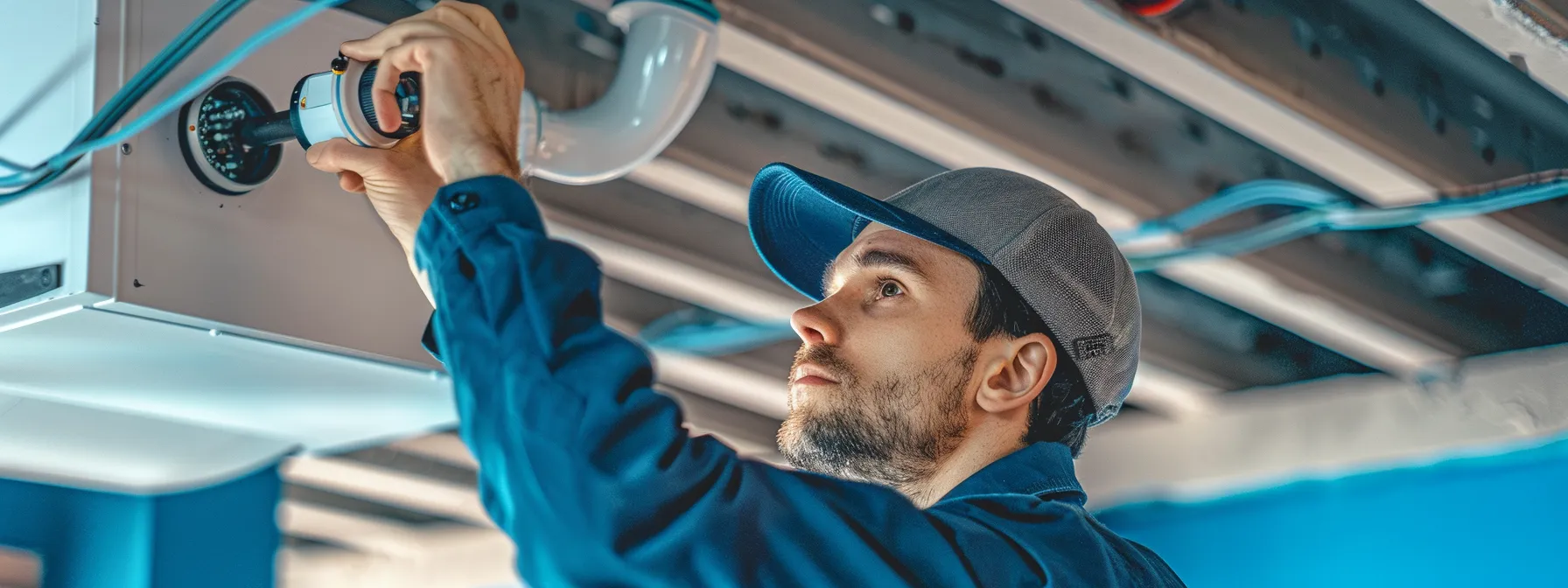 a professional technician installing a customized video surveillance system in a kansas city business.