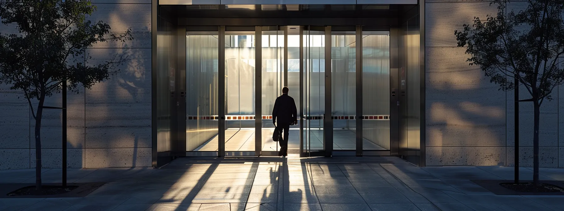 a person entering a secured building in kansas city using facial recognition technology.