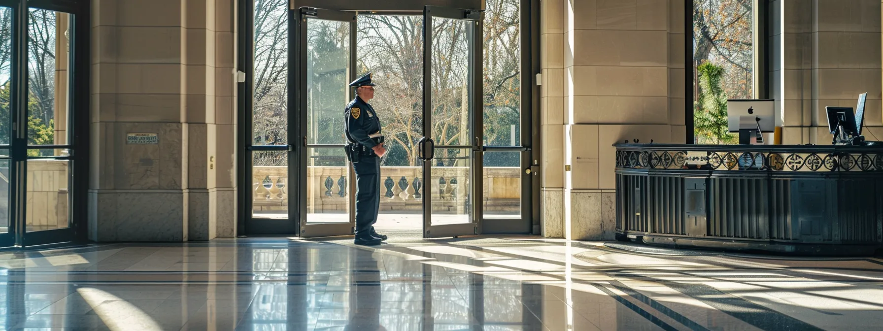 a security guard uses facial recognition technology to access a government building in kansas city.